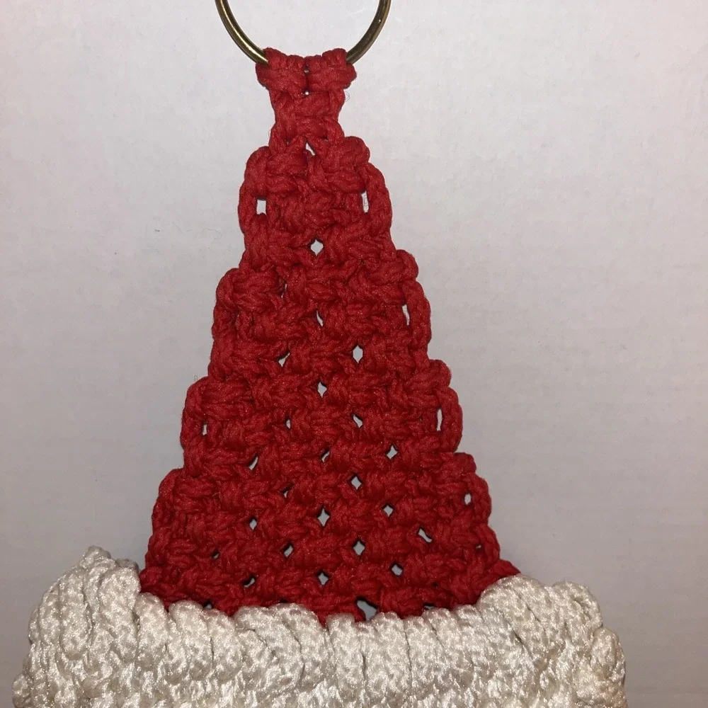 Vintage Macrame Hanging  wall art Santa Claus Christmas‎ Holiday  Bells MCM
